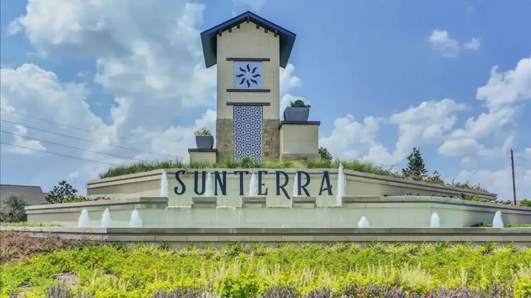 Entrance to the Sunterra 40 community in Katy, TX, featuring signage and landscaping (Image 1).