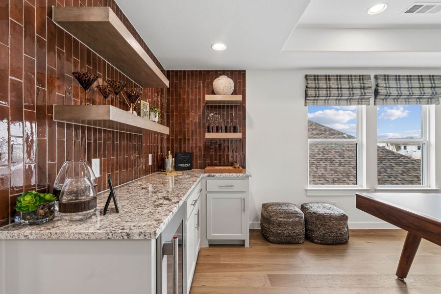 Designer Wet Bar with Custom Tile Backsplash Designer Wet Bar with Custom Tile Backsplash