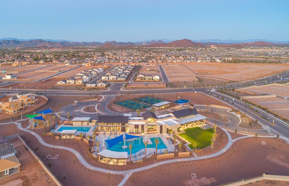 Aerial view of the Asante- Atrium Series community in Surprise, AZ, showing layout and nearby surroundings (Image 7).