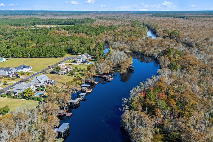 Aerial view of the Pottery Landing community in Conway, SC, showing layout and nearby surroundings (Image 5).
