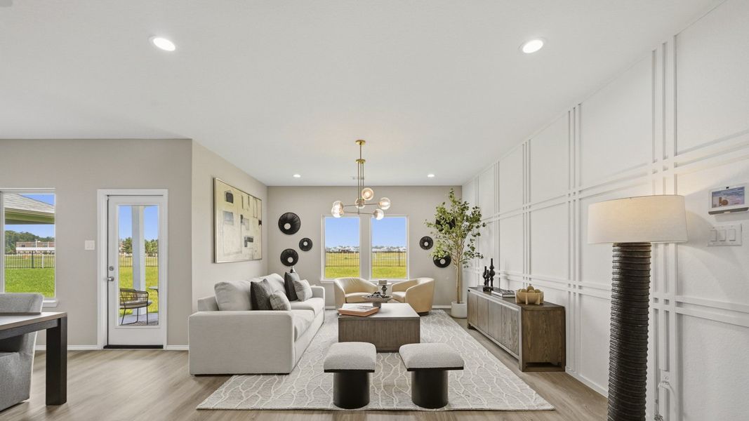 Furnished interior in a model home at Harrington Trails at The Canopies in New Caney (Image 6).