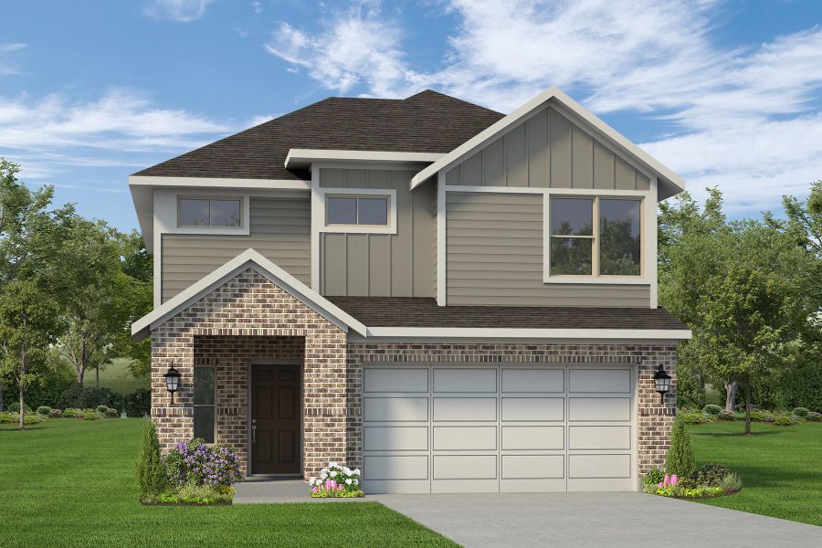 Front exterior of a home in the Aldeana - Tejas Collection community, located in Bonney, TX (Image 17).
