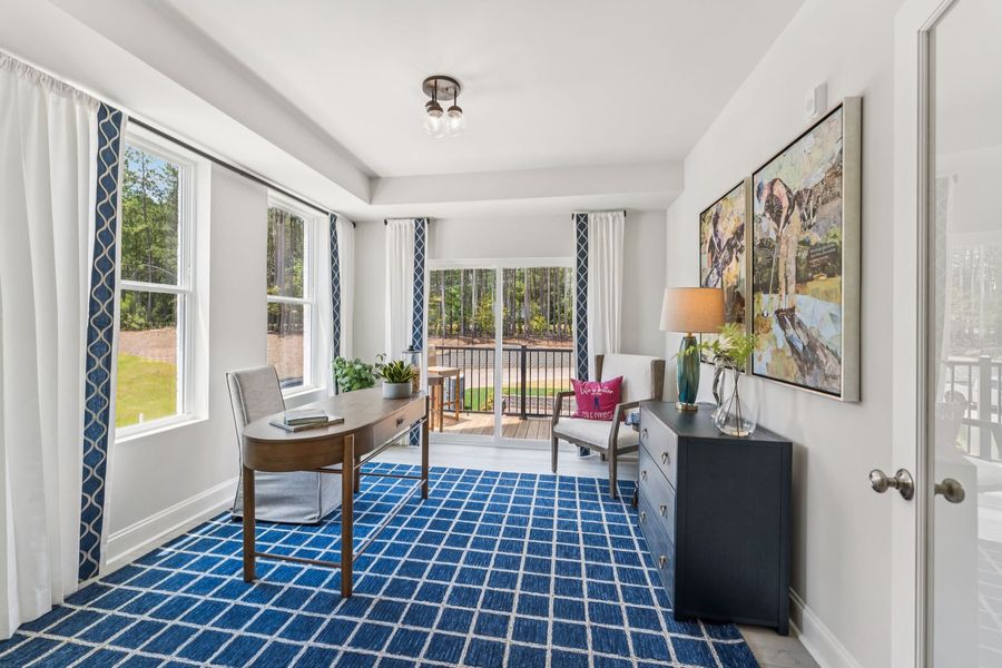 Versatile flex space allows room for everyone to spread out