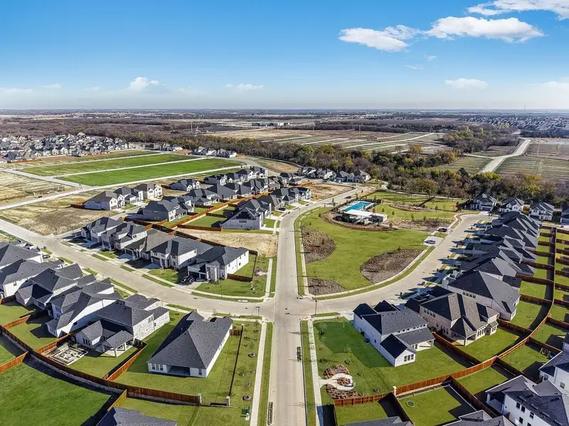 Aerial view of the Cross Creek Meadows 40s community in Celina, TX, showing layout and nearby surroundings (Image 11).