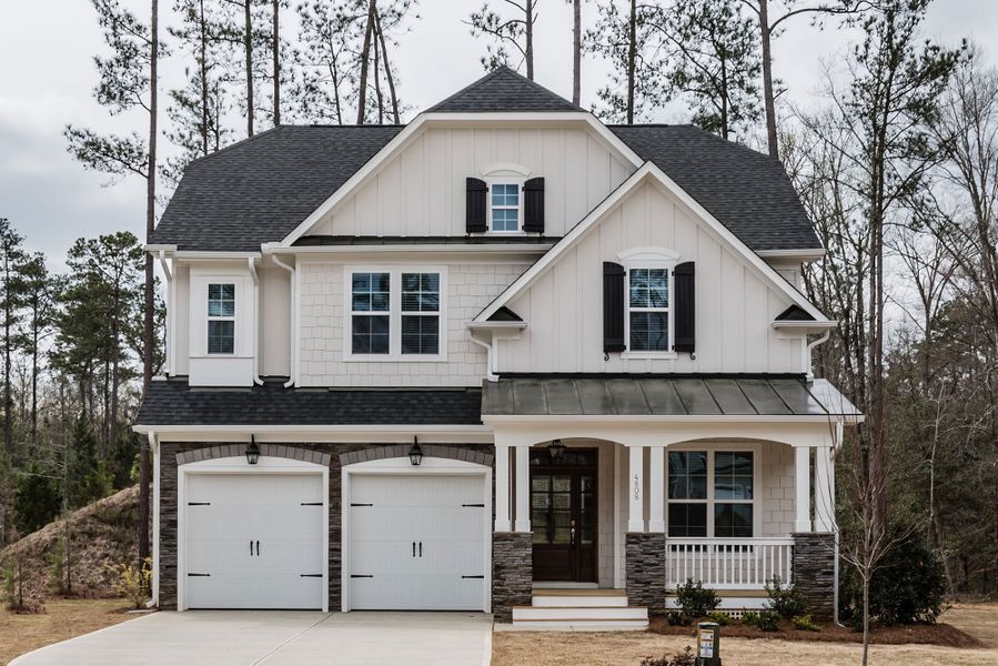 Front exterior of a home in the Brighton Forest - Apex - Robuck Homes community, located in Garner, NC (Image 8).