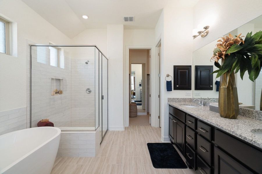 Furnished interior in a model home at Kinder Gale 65’s at Kinder Ranch in San Antonio (Image 12). Furnished interior in a model home at Kinder Gale 65’s at Kinder Ranch in San Antonio (Image 12).