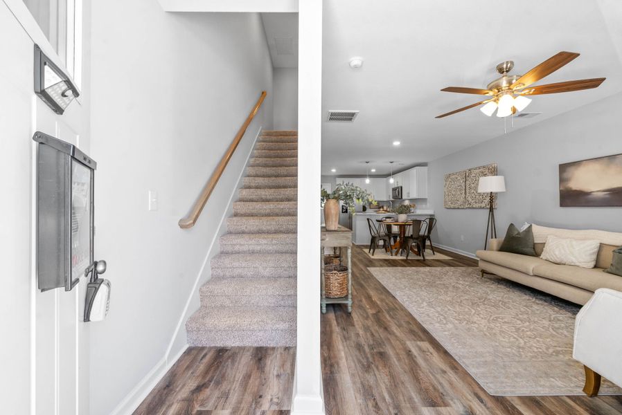 Furnished interior in a model home at Lexington Place Townhomes in Clarksville (Image 3). Furnished interior in a model home at Lexington Place Townhomes in Clarksville (Image 3).