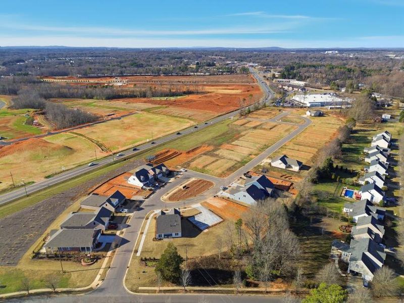 Aerial view of the Founders Landing | 55+ Community community in Gastonia, NC, showing layout and nearby surroundings (Image 5).