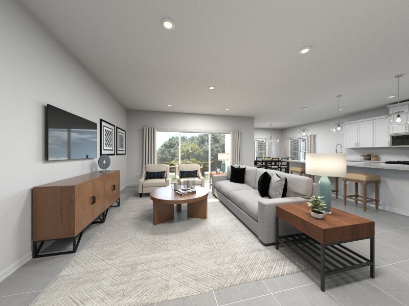 Rendering of Living Room in the Kellen Floorplan