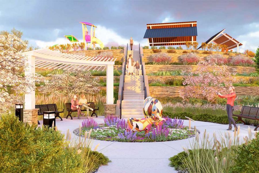 A group of people in a garden.