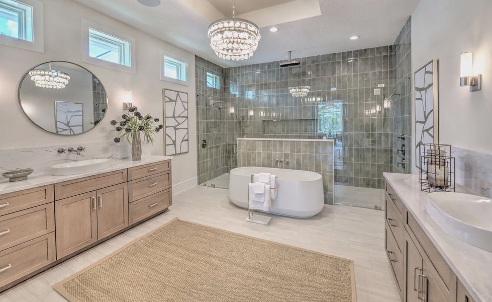 Furnished interior in a model home at Hidden Creek in St. Augustine (Image 11).