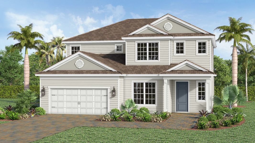 Front exterior of a home in the Kingston South Real Estate and Homes for Sale in Estero, FL - Neal Communities community, located in Estero, FL (Image 19).