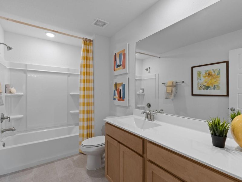 Furnished interior in a model home at Horizon Pointe in Converse (Image 24).