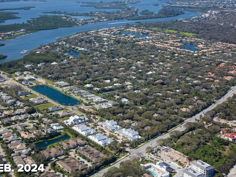 Aerial view of the The Strand community in Vero Beach, FL, showing layout and nearby surroundings (Image 11).