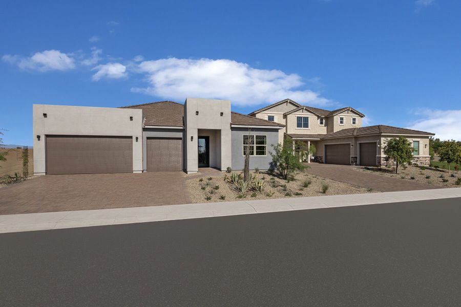 Front exterior of a home in the Landmarke community, located in San Tan Valley, AZ (Image 5).