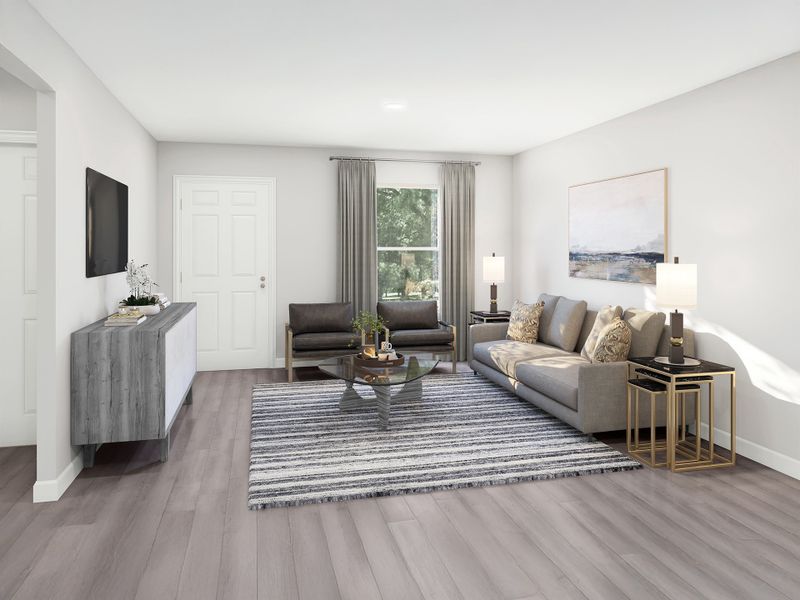 Furnished interior in a model home at River Run in Mount Airy (Image 13).