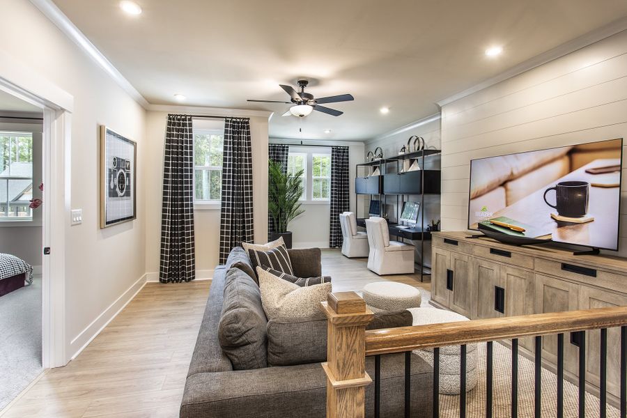 Furnished interior in a model home at Easton Walk in Lawrenceville (Image 7). Furnished interior in a model home at Easton Walk in Lawrenceville (Image 7).