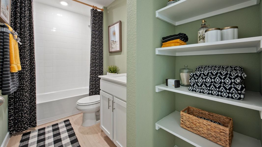 Furnished interior in a model home at Trails at Wildhorse in Austin (Image 39). Furnished interior in a model home at Trails at Wildhorse in Austin (Image 39).