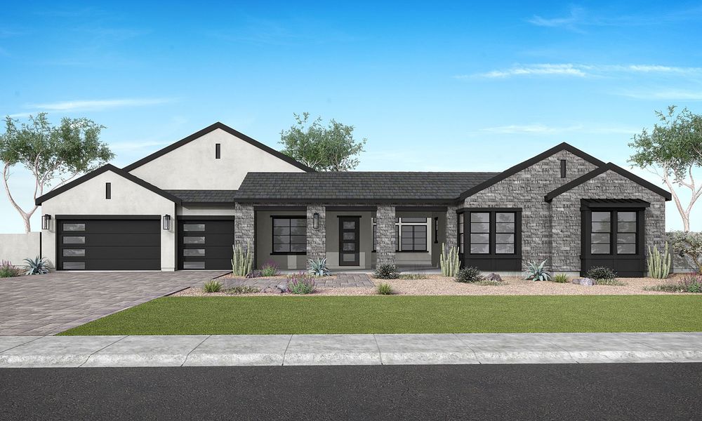 Front exterior of a home in the Emberly community, located in Queen Creek, AZ (Image 5). Front exterior of a home in the Emberly community, located in Queen Creek, AZ (Image 5).