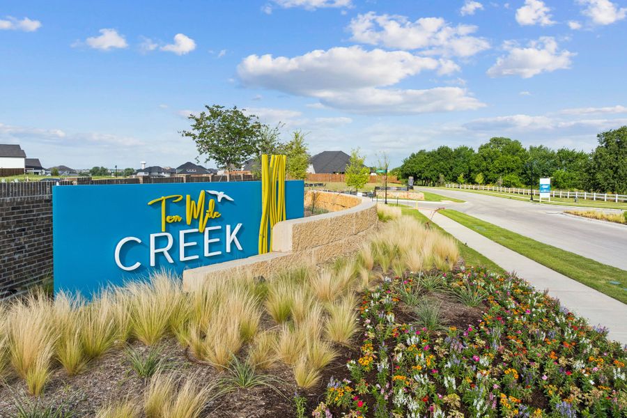 Entrance to the Ten Mile Creek community in Celina, TX, featuring signage and landscaping (Image 12).