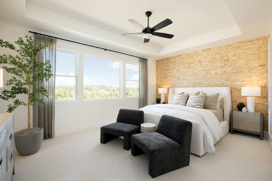 Furnished interior in a model home at The Villas Collection at Novel in Austin (Image 27).