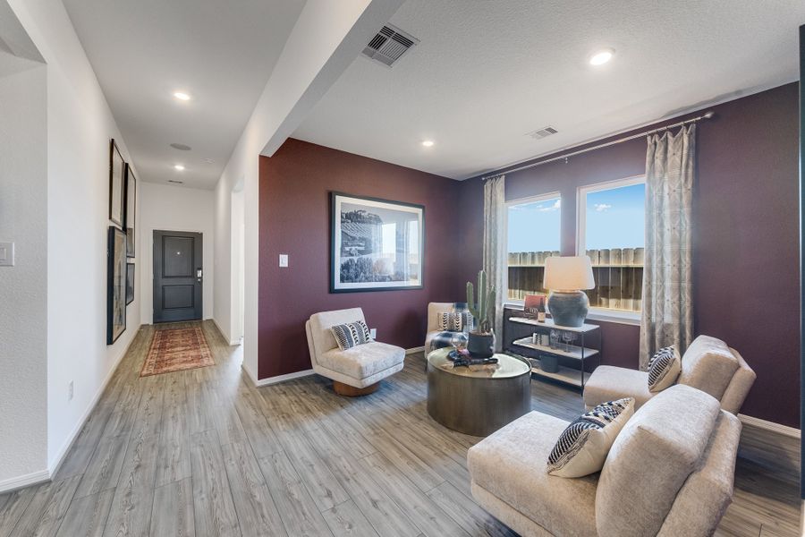 Furnished interior in a model home at Raburn Reserve 50s in Tomball (Image 45).