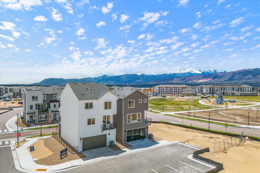 Aerial view of the Victory Ridge community in Colorado Springs, CO, showing layout and nearby surroundings (Image 12).