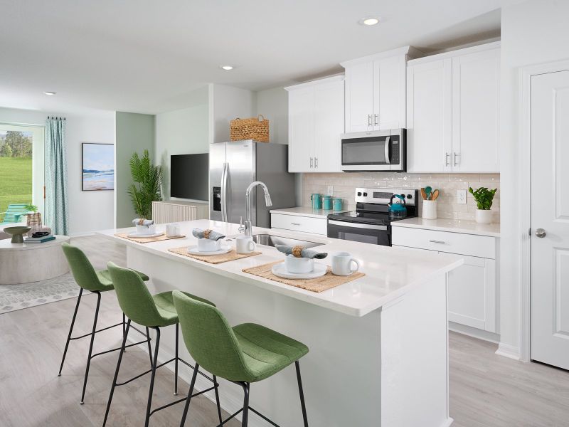 Kitchen in the Everglade floorplan modeled at Hamilton Bluff