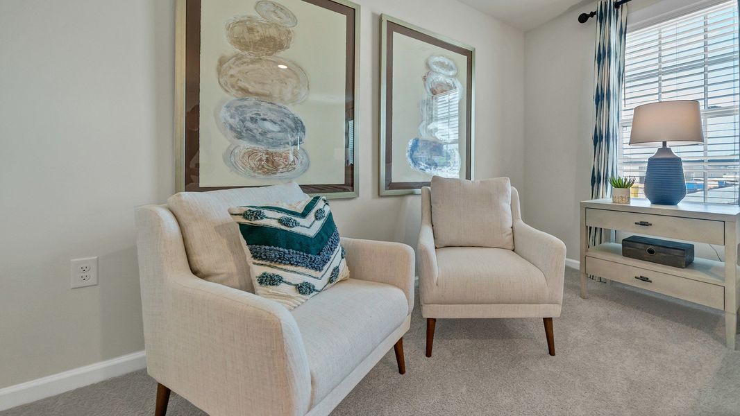 Furnished interior in a model home at South Haven in Camden (Image 28).