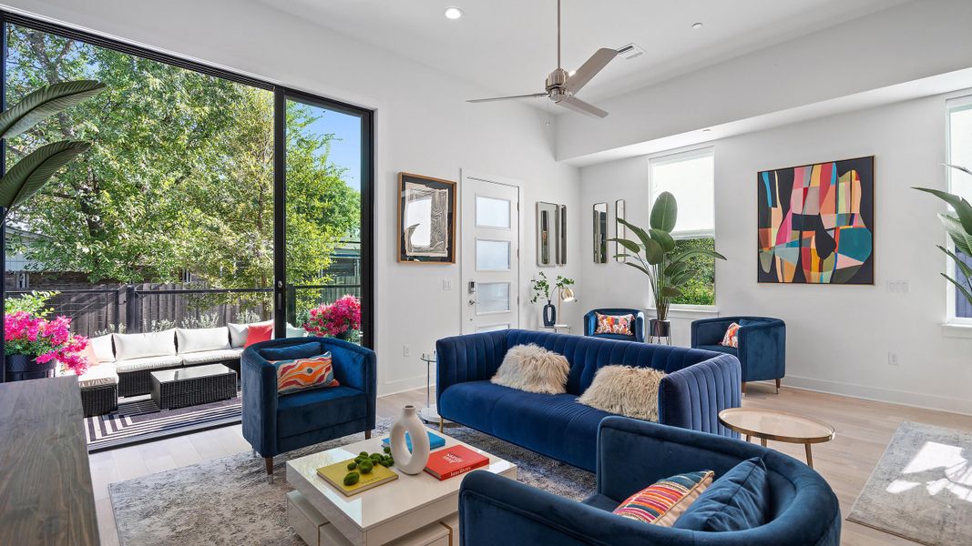 Furnished interior in a model home at Bluebonnet Lofts in Austin (Image 8).