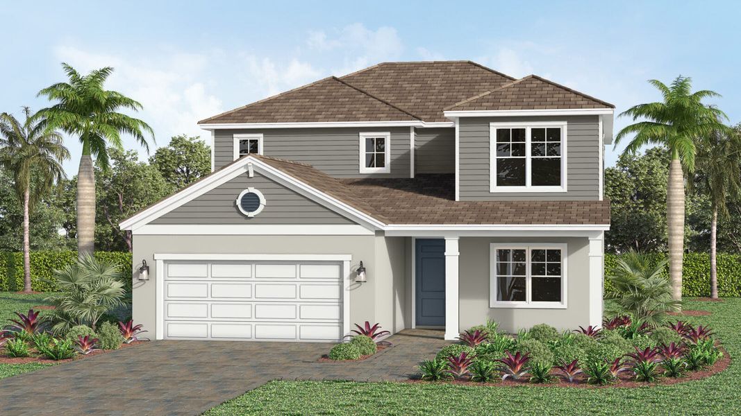 Front exterior of a home in the Kingston South Real Estate and Homes for Sale in Estero, FL - Neal Communities community, located in Estero, FL (Image 23).