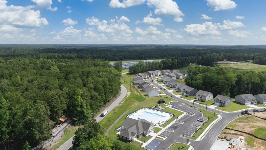 Aerial view of the Northwoods at Mirror Lake community in Villa Rica, GA, showing layout and nearby surroundings (Image 1). Aerial view of the Northwoods at Mirror Lake community in Villa Rica, GA, showing layout and nearby surroundings (Image 1).