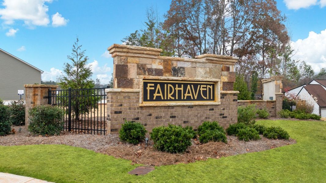 Entrance to the Fairhaven community in Lithia Springs, GA, featuring signage and landscaping (Image 1).