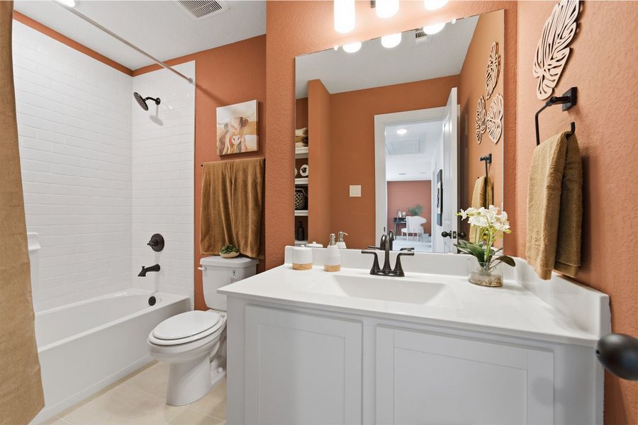 Furnished interior in a model home at Notting Hill in Converse (Image 49).