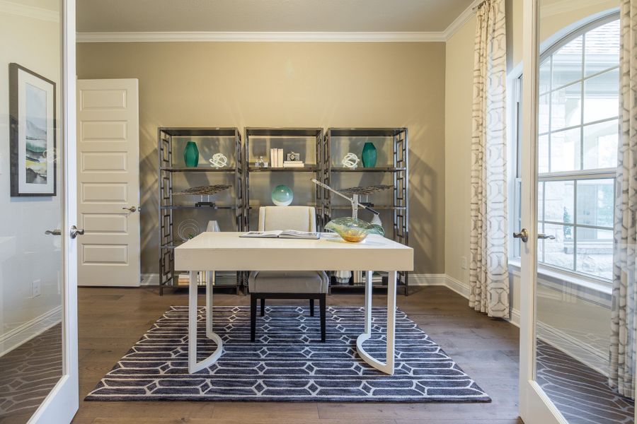 Furnished interior in a model home at Oaks at San Gabriel in Georgetown (Image 25).