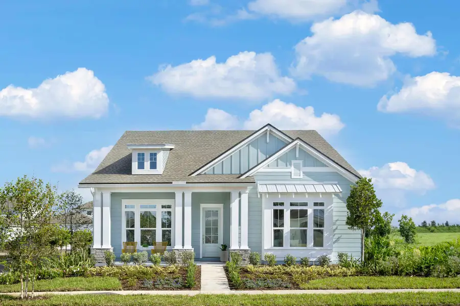 Front exterior of a home in the Seabrook Village 50’ Rear Entry community, located in Nocatee, FL (Image 4).