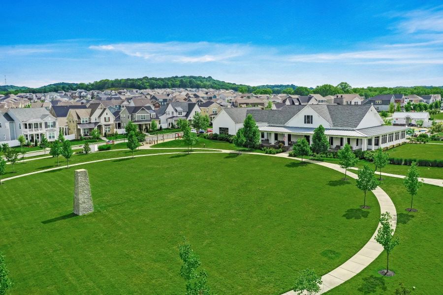 Aerial view of the master-planned community Durham Farms in Hendersonville, TN, highlighting its neighborhoods and green spaces (Image 38).