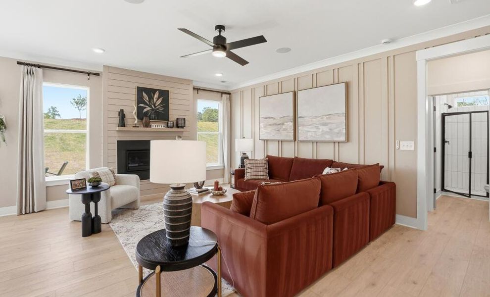 Furnished interior in a model home at Enclave at Riverdale in Huntersville (Image 12). Furnished interior in a model home at Enclave at Riverdale in Huntersville (Image 12).