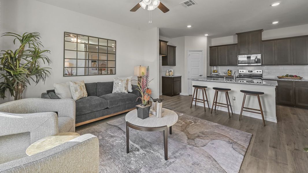 Furnished interior in a model home at The Villages of Hurricane Creek Townhomes in Anna (Image 14). Furnished interior in a model home at The Villages of Hurricane Creek Townhomes in Anna (Image 14).