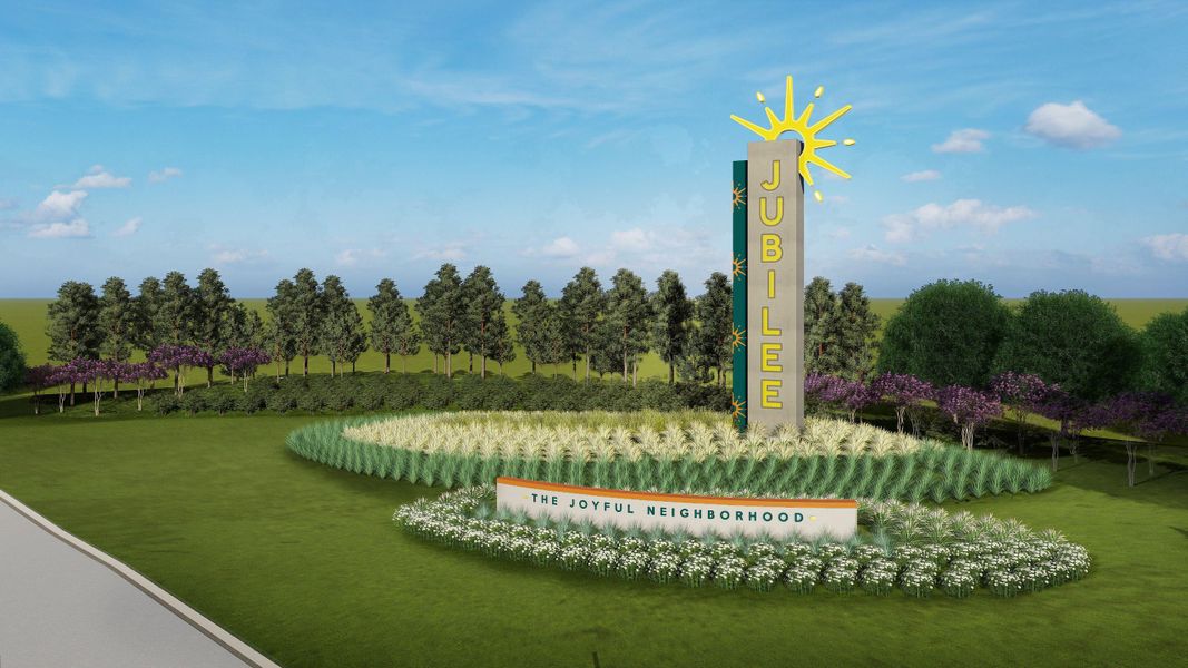 Entrance to the Jubilee community in Hockley, TX, featuring signage and landscaping (Image 4).