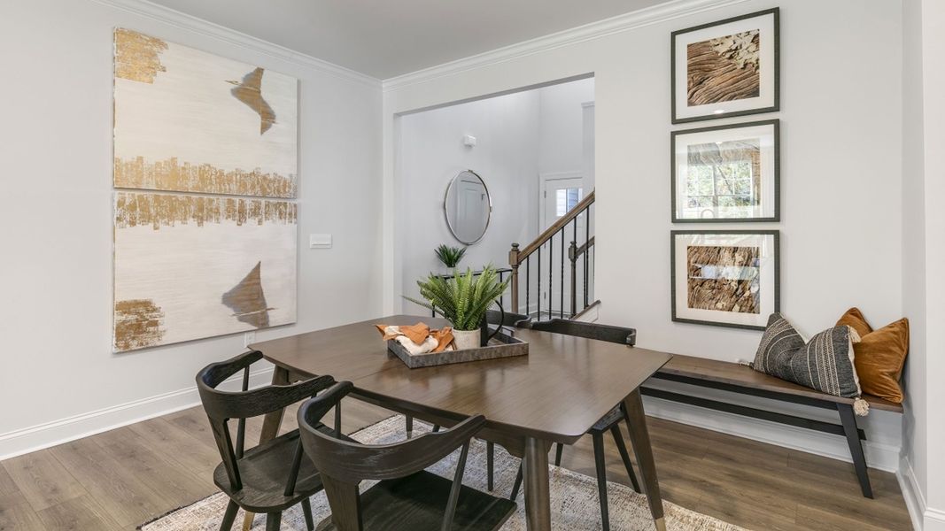 Furnished interior in a model home at The Meadows at Kinsley in Jamestown (Image 5).