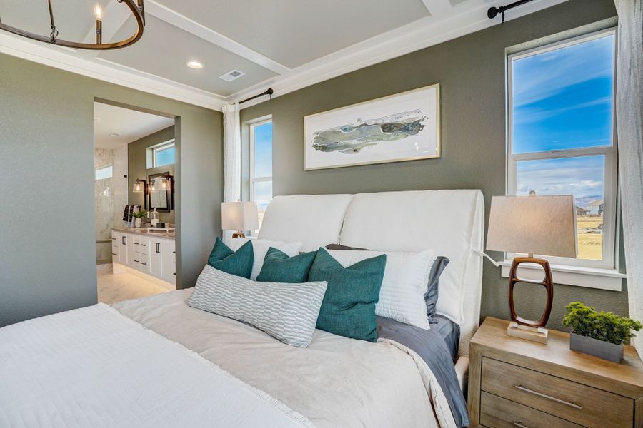 Furnished interior in a model home at Kitchel Lake at Serratoga Falls in Timnath (Image 26).