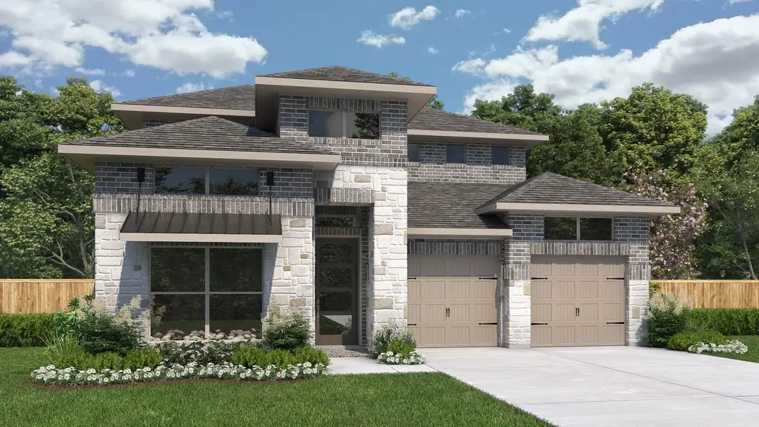 Front exterior of a home in the Parmer Ranch community, located in Georgetown, TX (Image 4).