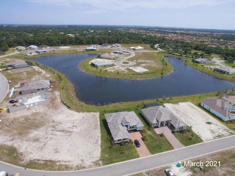 Aerial view of the Bent Pine Preserve community in Vero Beach, FL, showing layout and nearby surroundings (Image 42).