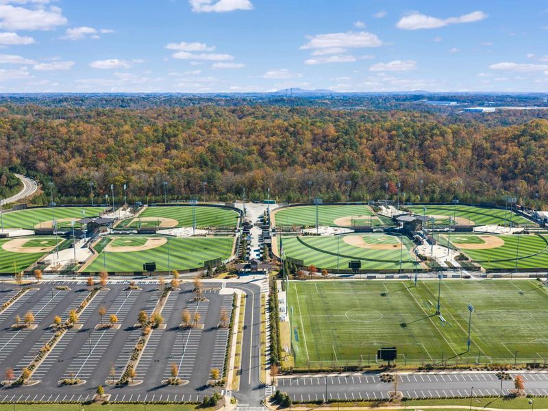 Aerial view of the Stegall Village community in Emerson, GA, showing layout and nearby surroundings (Image 8). Aerial view of the Stegall Village community in Emerson, GA, showing layout and nearby surroundings (Image 8).