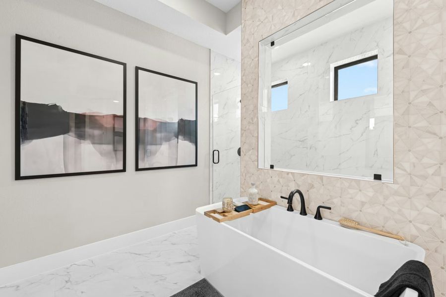 Furnished interior in a model home at Caliterra in Dripping Springs (Image 42).