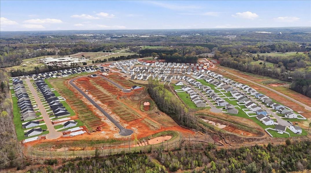 Aerial view of the Cleveland Meadows community in Spartanburg, SC, showing layout and nearby surroundings (Image 5).