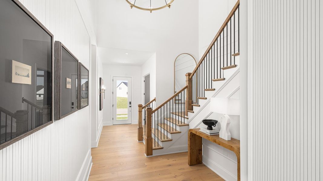 Inviting two-level foyers available