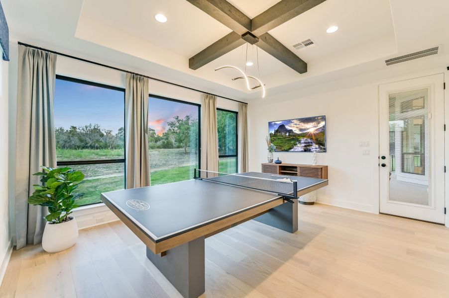 Furnished interior in a model home at Clearwater Ranch in Liberty Hill (Image 44).