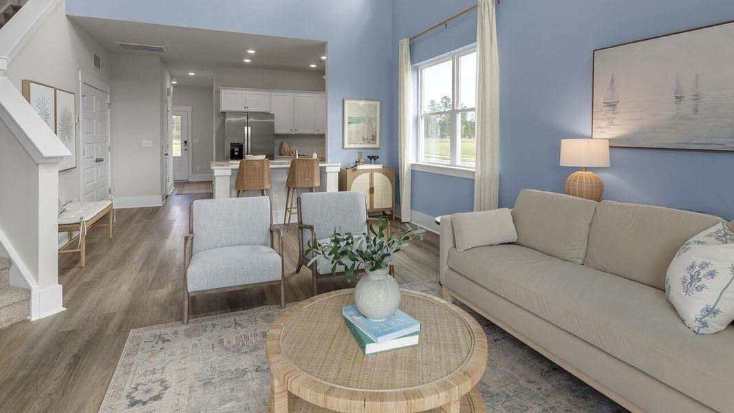 Furnished interior in a model home at The Palms at Indigo Preserve Townhomes in Leland (Image 22).